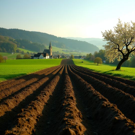 Kleine ebene Ackerfläche für Kartoffeln oder Gemüsegarten
