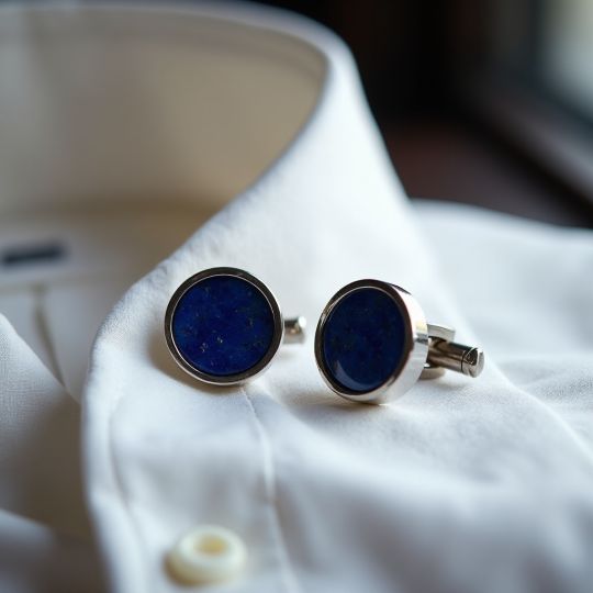 Manschettenknöpfe aus Titan mit echtem Lapislazuli Stein
