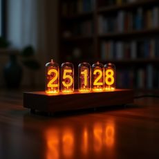 Nixie Röhren Uhr handgefertigt aus echtem Nussbaum
