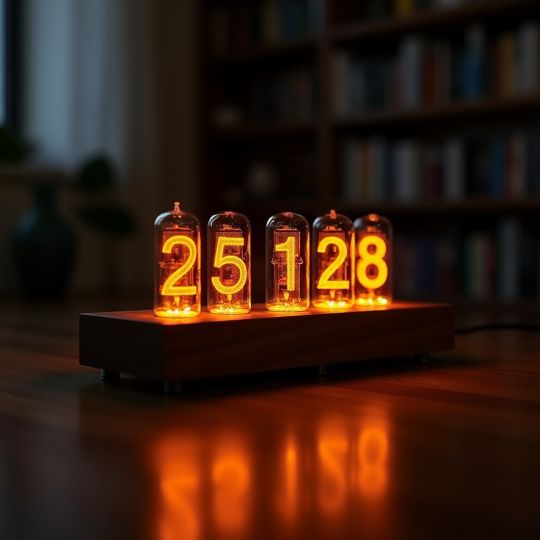 Nixie Röhren Uhr handgefertigt aus echtem Nussbaum
