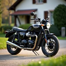 Triumph Bonneville T120 im Dorf Puplinge