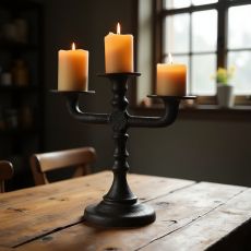 Uralter handgeschmiedeter Kerzenhalter aus dunklem Metall