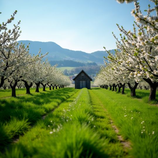 Verpachte gepflegten Obstgarten mit alten Apfelbäumen und Kirschbäumen