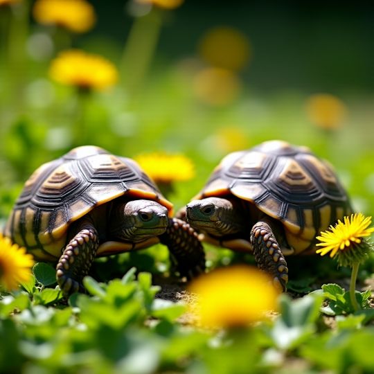 Zwei Griechische Landschildkröten suchen neuen Gartenplatz